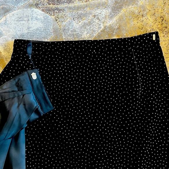 NWT Theory Womens Black Polka Dot Silk Velvet Pleat Wrap Work Skirt Sz 4 - Picture 5 of 7